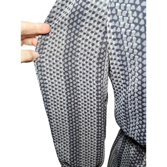 Loft Petite Dress Small Gray Black Dot‎ Print Belted V Neck Long Sleeve Work - Picture 9 of 12